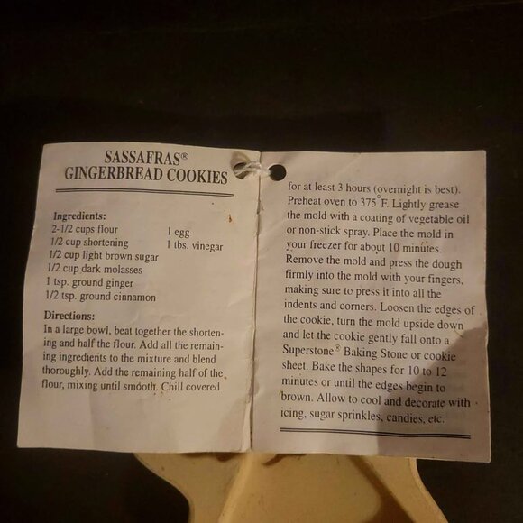 Superstone Gingerbread Cookie Mold Made Of Natural Stoneware By Sassafras Enterp - Picture 4 of 8